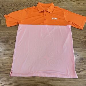 Stihl Mens Polo Shirt Size Medium Orange and White